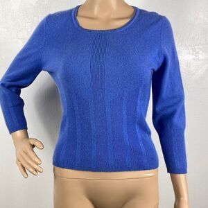 Elizabeth New York blue cashmere cropped pullover sweater size S/M